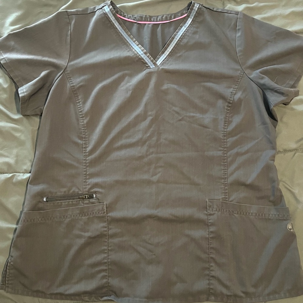 Women’s Gray Medical Scrub Top Purple Label by Healing Hands